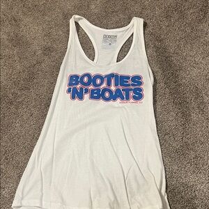 DIXXON Women's White Tank Top with Blue and Red Graphic